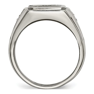 Men's Stainless Steel CZ Enamel Ring – view 4