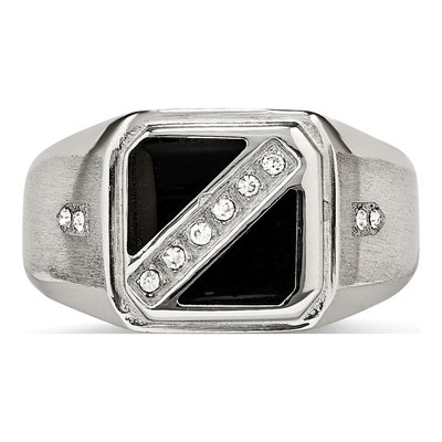 Men's Stainless Steel CZ Enamel Ring – view 6