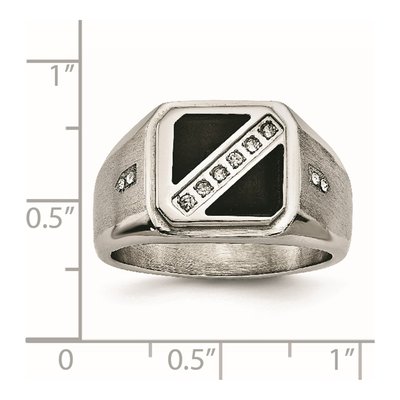 Men's Stainless Steel CZ Enamel Ring – view 8