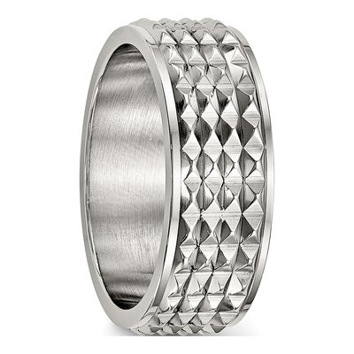 Stainless Steel 8mm Studded Wedding Band – view 4