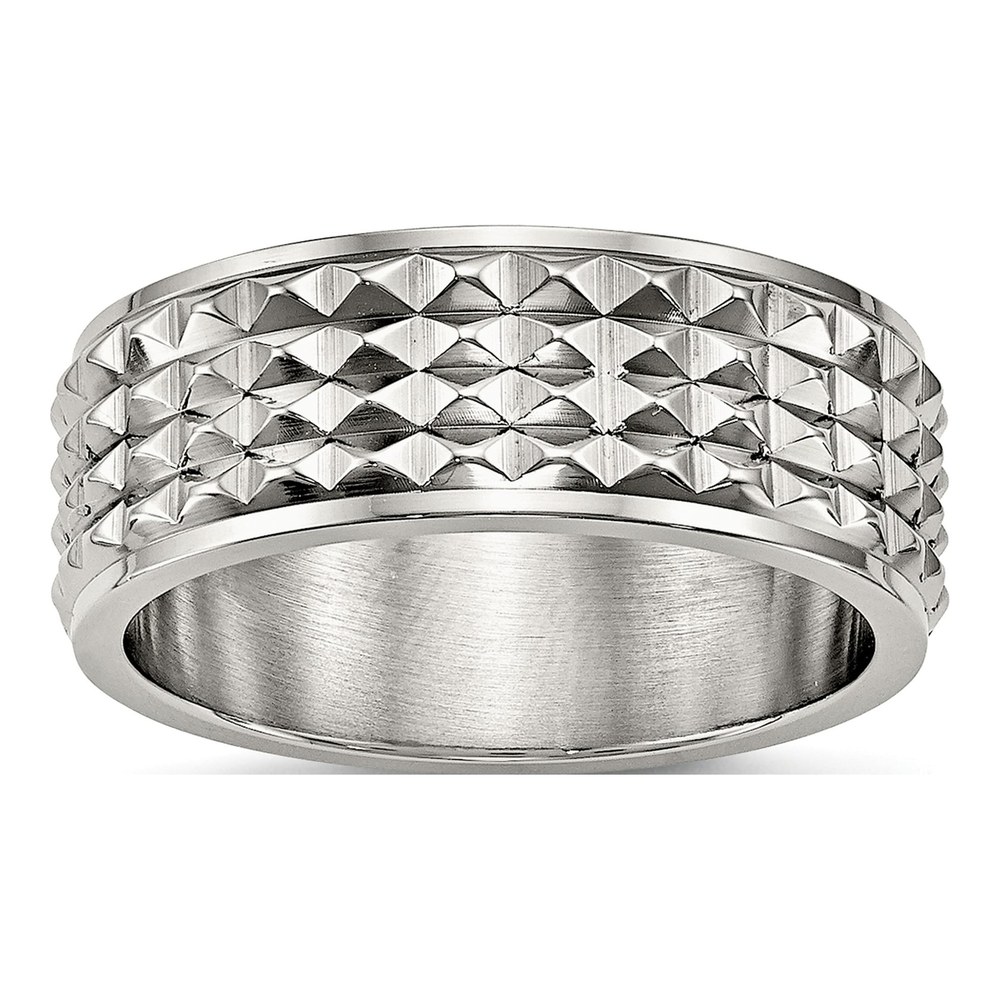 Stainless Steel 8mm Studded Wedding Band