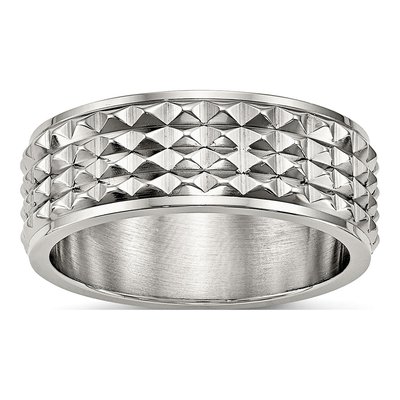 Stainless Steel 8mm Studded Wedding Band