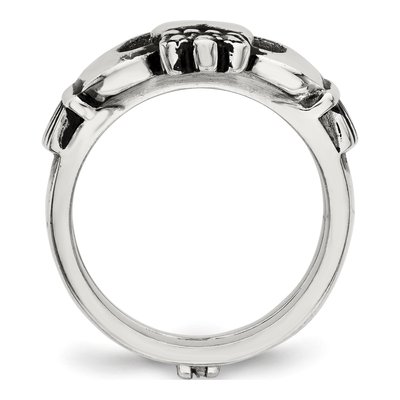 Stainless Steel Antiqued Claddagh Hinged Ring – view 3