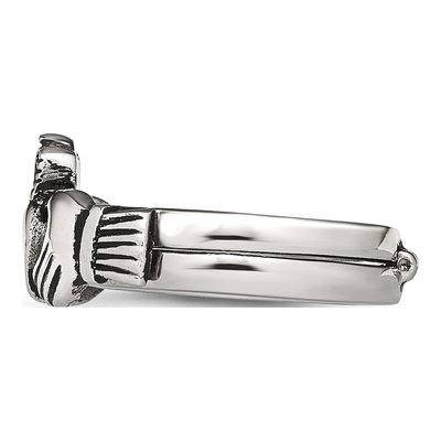 Stainless Steel Antiqued Claddagh Hinged Ring – view 5
