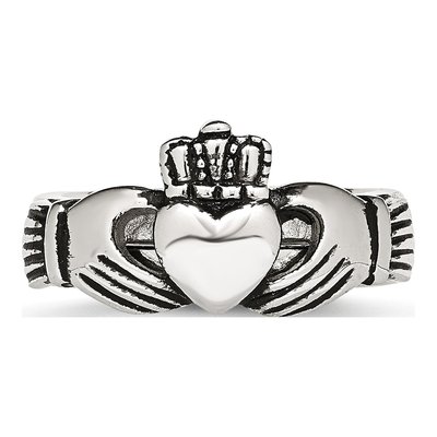 Stainless Steel Antiqued Claddagh Hinged Ring – view 6