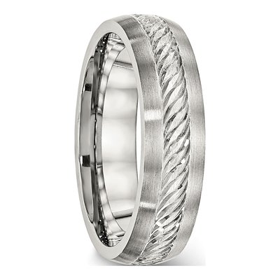 Stainless Steel 6.1mm Inlay Wedding Band – view 4