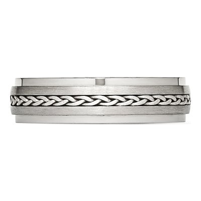 Stainless Steel 6.1mm Braid Wedding Band – view 3