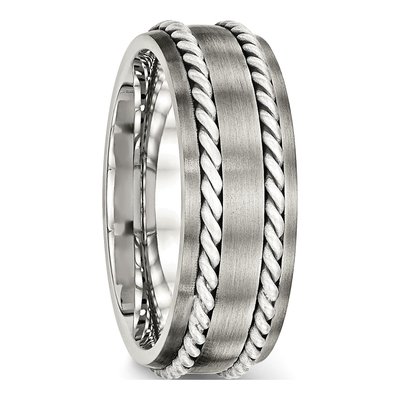Stainless Steel 8.2mm Twisted Wedding Band – view 4