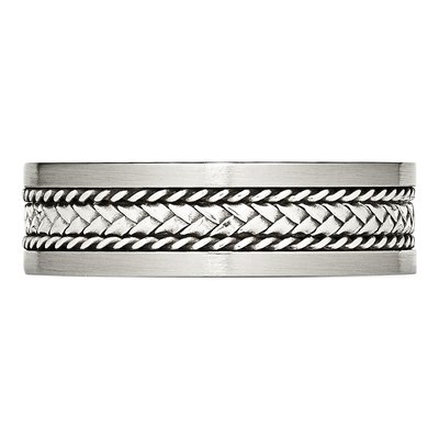 Stainless Steel 7.17mm Inlay Wedding Band – view 3