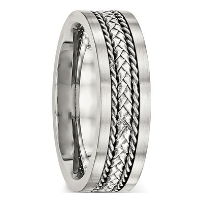 Stainless Steel 7.17mm Inlay Wedding Band – view 4