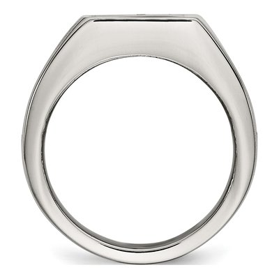 Men's Stainless Steel Carbon Fiber Signet Ring – view 3