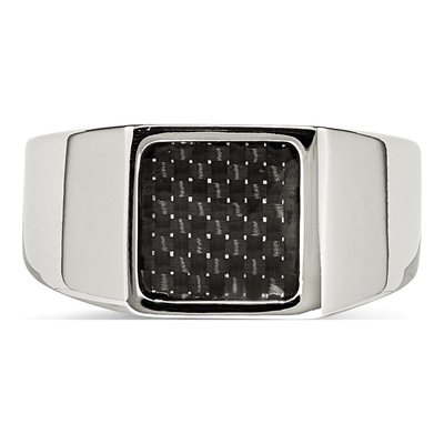 Men's Stainless Steel Carbon Fiber Signet Ring – view 5