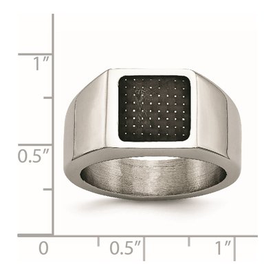 Men's Stainless Steel Carbon Fiber Signet Ring – view 7