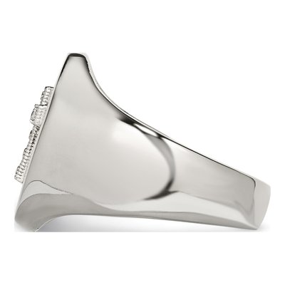 Men's Stainless Steel CZ Cross Signet Ring – view 4