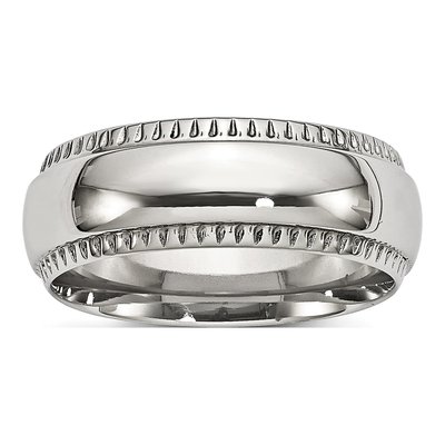Stainless Steel 8mm Textured Wedding Band