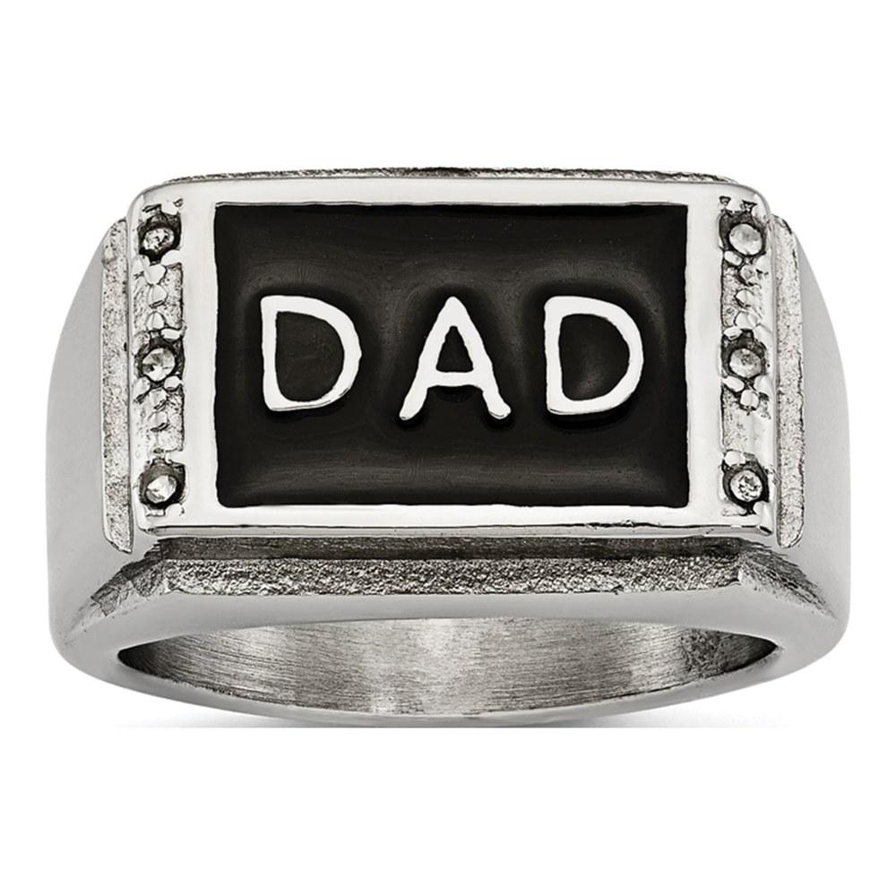 Men's Stainless Steel CZ DAD Ring