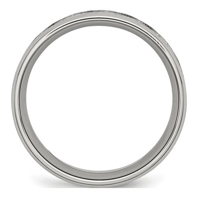 Stainless Steel CZ Textured Wedding Band – view 3
