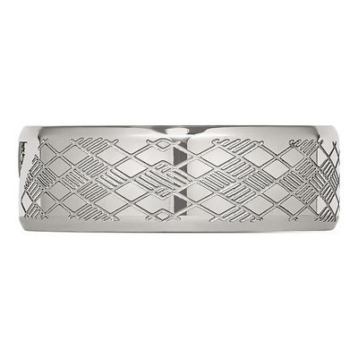 Stainless Steel CZ Textured Wedding Band – view 4