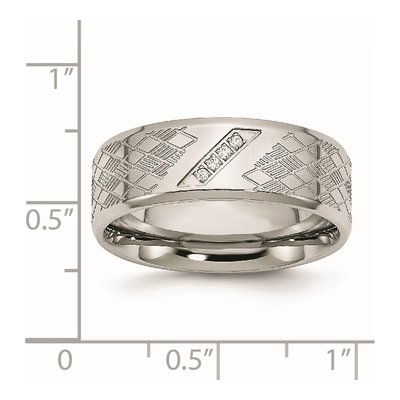 Stainless Steel CZ Textured Wedding Band – view 8