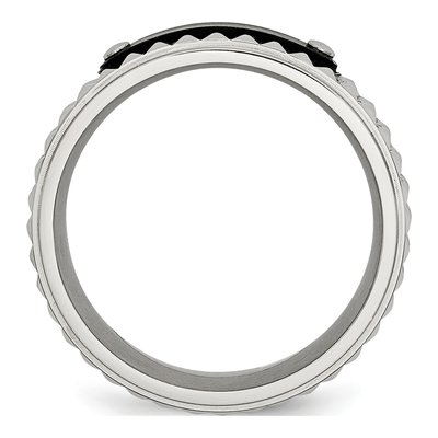 Black Stainless Steel 8mm Faceted Wedding Band – view 3