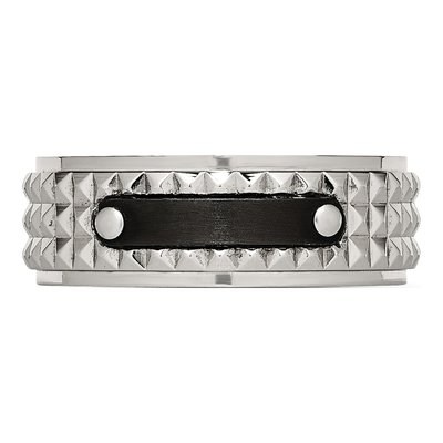 Black Stainless Steel 8mm Faceted Wedding Band – view 5