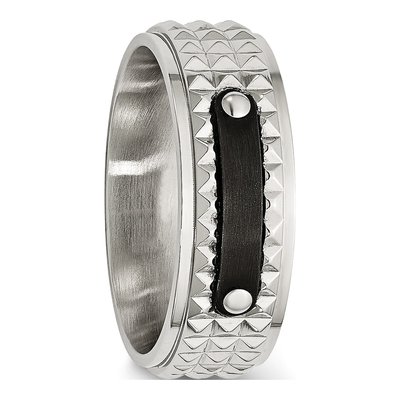 Black Stainless Steel 8mm Faceted Wedding Band – view 6