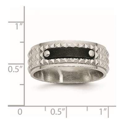 Black Stainless Steel 8mm Faceted Wedding Band – view 8