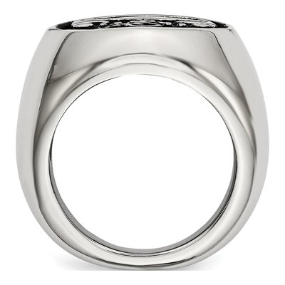 Men's Stainless Steel Antiqued Anchor Ring – view 3