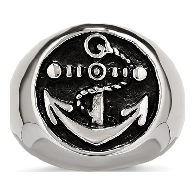 Men's Stainless Steel Antiqued Anchor Ring – view 5