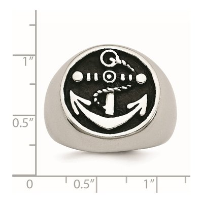Men's Stainless Steel Antiqued Anchor Ring – view 7
