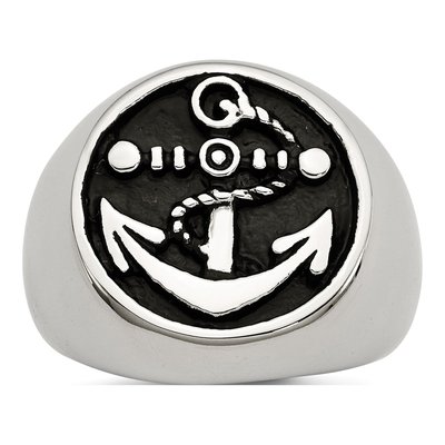 Men's Stainless Steel Antiqued Anchor Ring