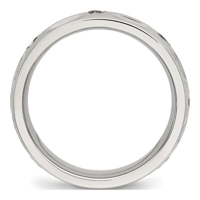 Stainless Steel CZ Grooved Wedding Band – view 3