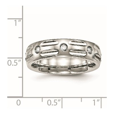 Stainless Steel CZ Grooved Wedding Band – view 7