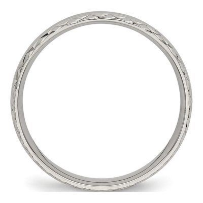 Stainless Steel 5mm Criss Cross Wedding Band – view 2