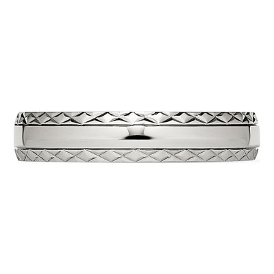 Stainless Steel 5mm Criss Cross Wedding Band – view 3