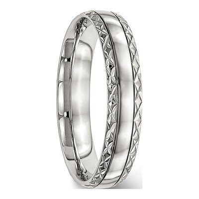Stainless Steel 5mm Criss Cross Wedding Band – view 4