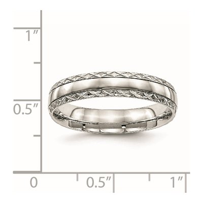 Stainless Steel 5mm Criss Cross Wedding Band – view 6