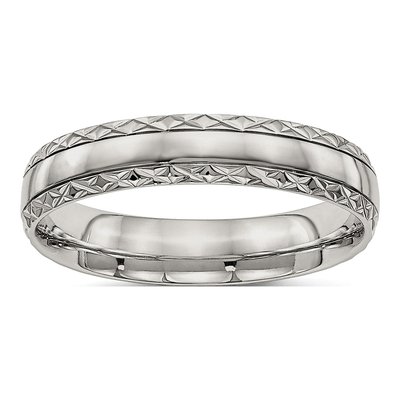 Stainless Steel 5mm Criss Cross Wedding Band