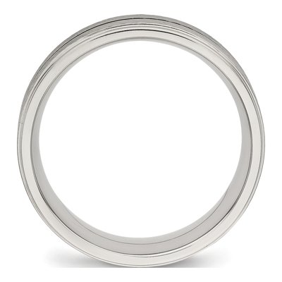 Men's Stainless Steel 8mm Grooved Wedding Band | Chisel – view 2