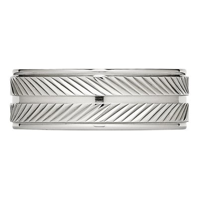 Men's Stainless Steel 8mm Grooved Wedding Band | Chisel – view 3