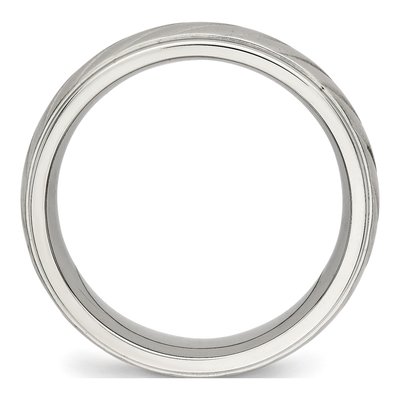 Stainless Steel 7mm Grooved Wedding Band – view 2