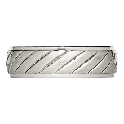 Stainless Steel 7mm Grooved Wedding Band – view 3