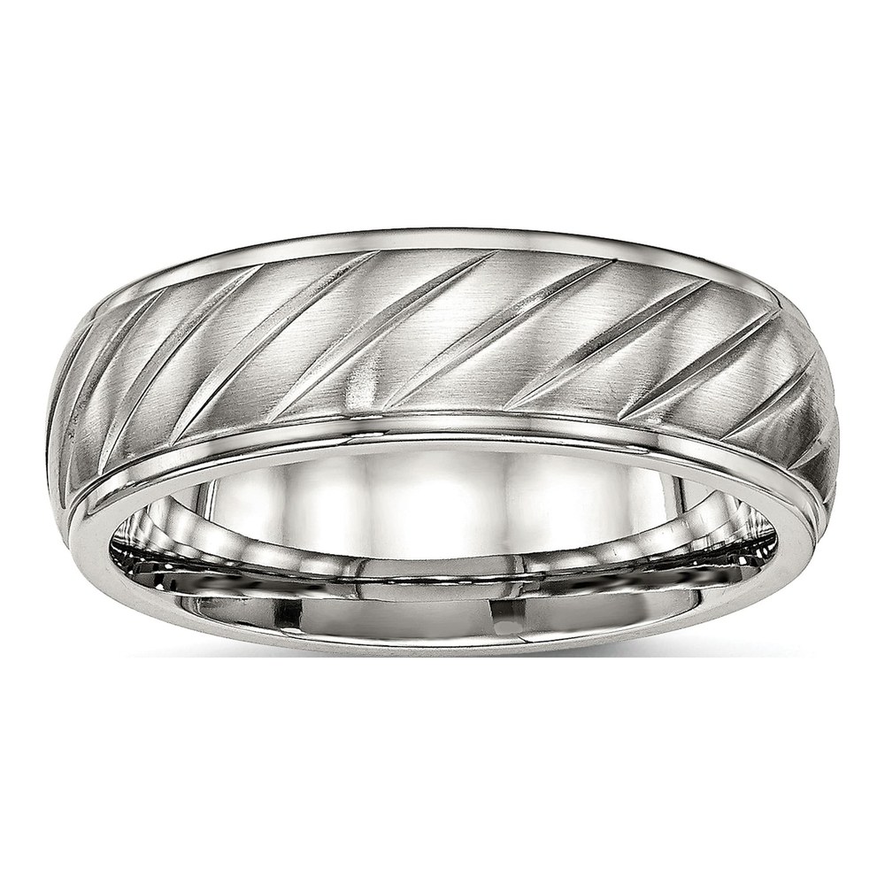 Stainless Steel 7mm Grooved Wedding Band