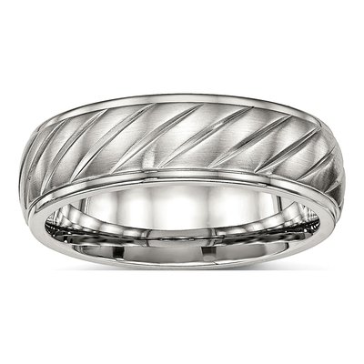 Stainless Steel 7mm Grooved Wedding Band