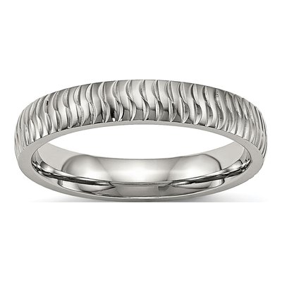 Stainless Steel 4mm Textured Wedding Band