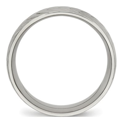 Stainless Steel Diamond-Cut Wedding Band – view 2