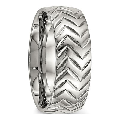Stainless Steel Diamond-Cut Wedding Band – view 4
