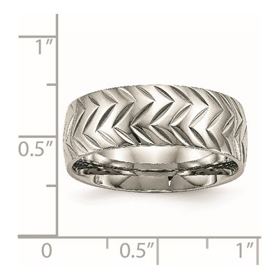 Stainless Steel Diamond-Cut Wedding Band – view 6