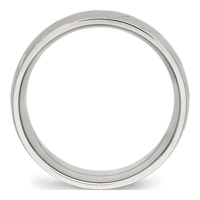 Stainless Steel Diamond-Cut Wedding Band – view 2