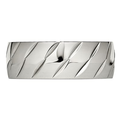 Stainless Steel Diamond-Cut Wedding Band – view 3